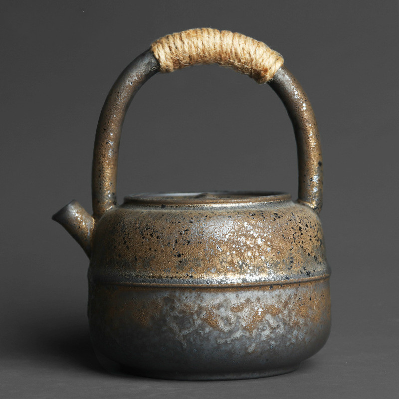 Cast Iron Teapot - 460ml Japanese-style Kiln Changed Retro Stoneware