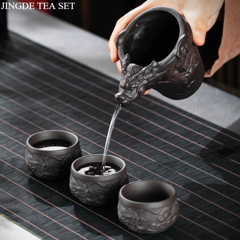 Purple Clay Pottery Dragon Rel - Cast Iron Teapot ulasan dan harga