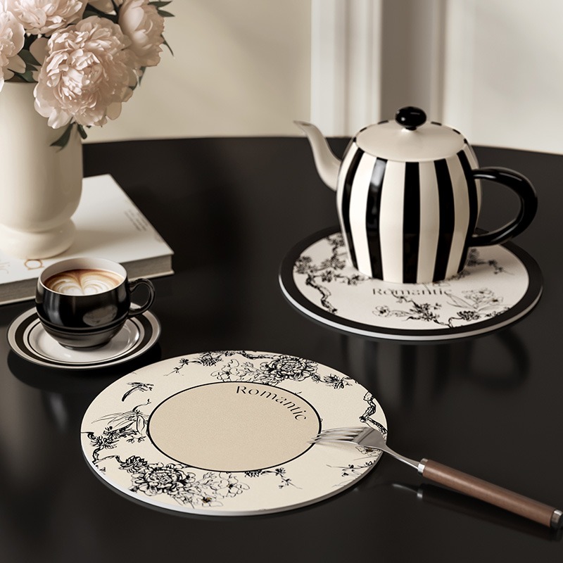 Round Leather Placemat for Coa - T And Tea Coffee ulasan dan harga