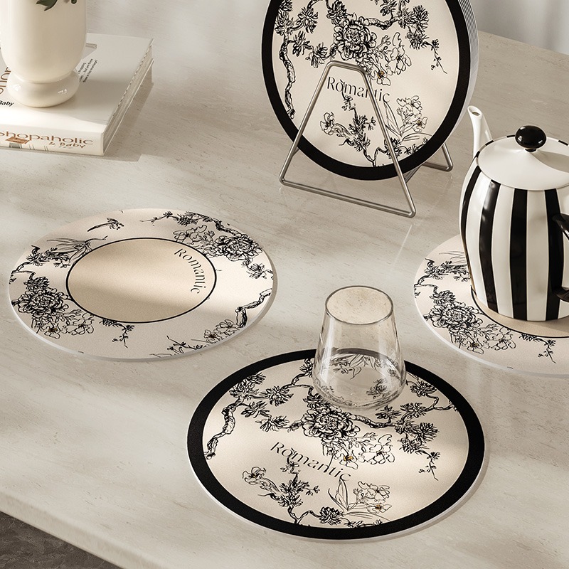 Round Leather Placemat for Coa - T And Tea Coffee ulasan dan harga