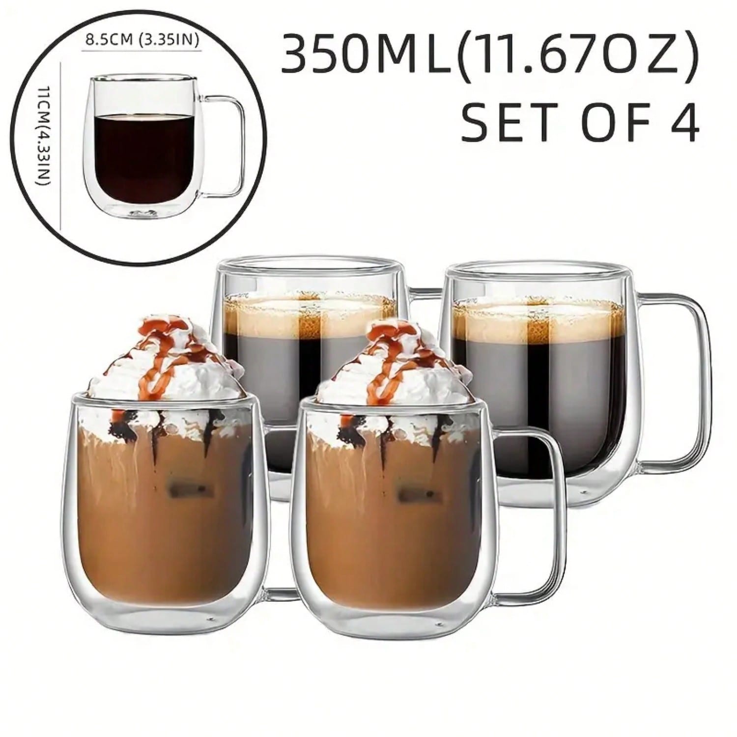 4-Piece Double Walled Glass Co - Coffee Tea Etc ulasan dan harga