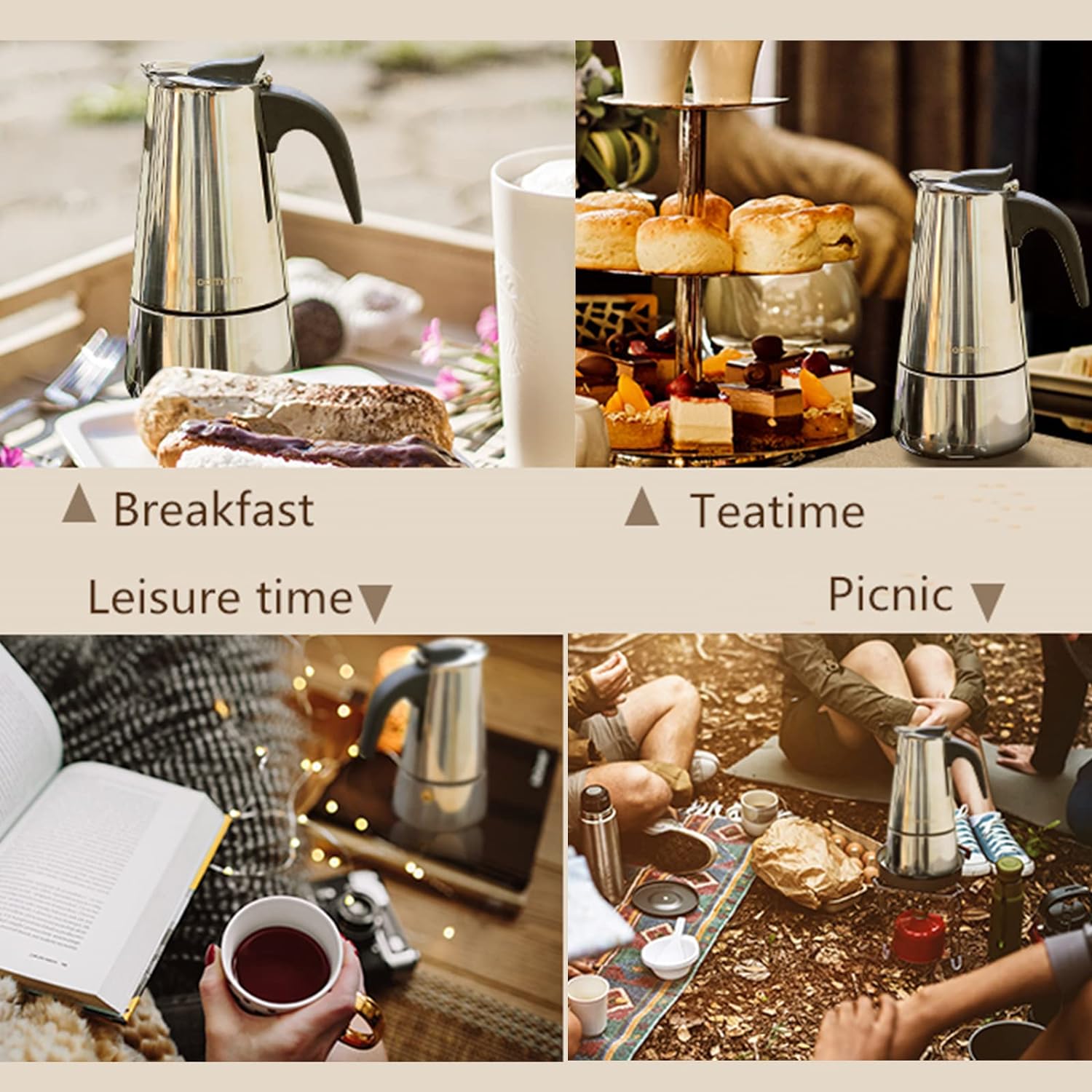 4/6/9 Cups Moka Pot Caffe Mach - Coffee Tea Chocolate ulasan dan harga