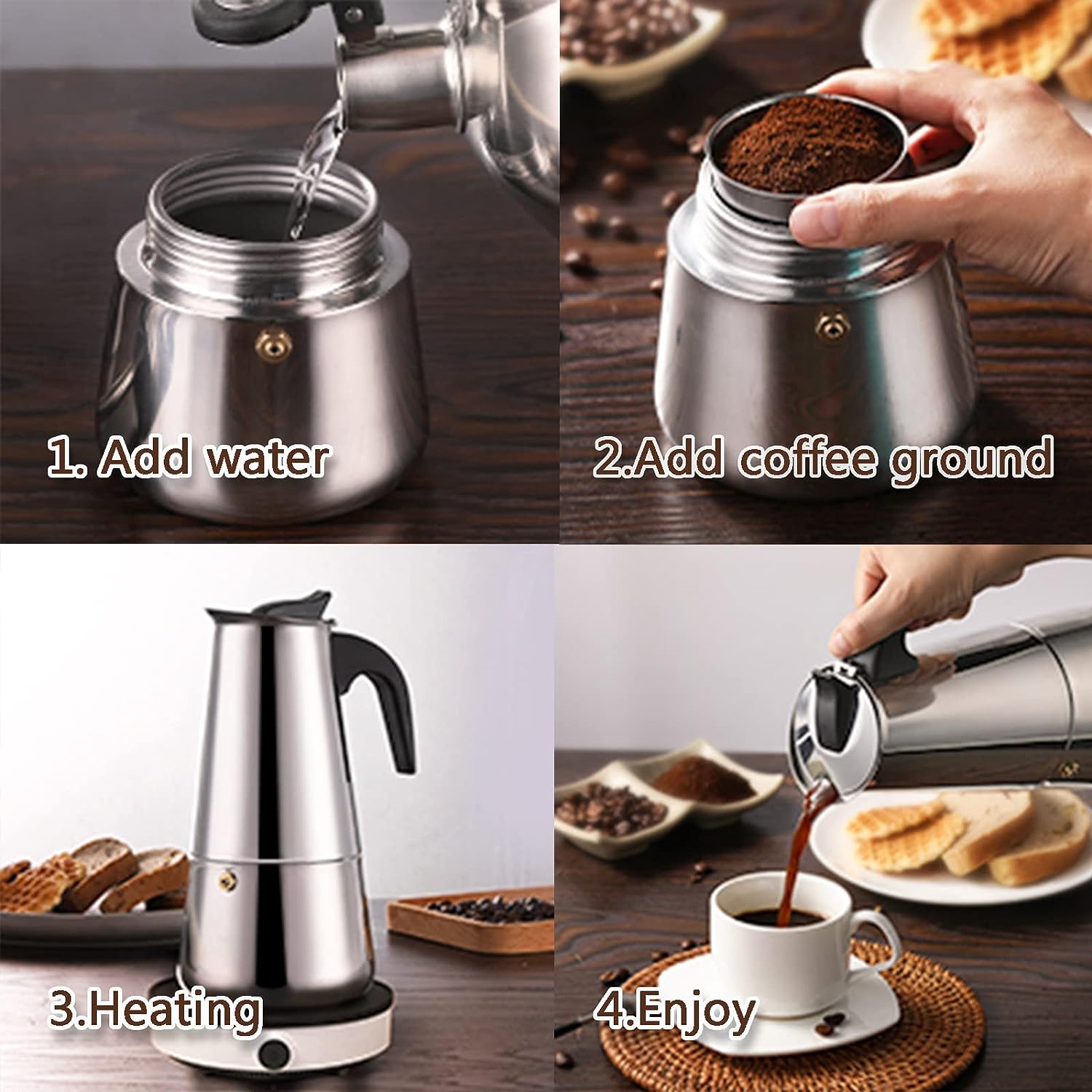 4/6/9 Cups Moka Pot Caffe Mach - Coffee Tea Chocolate ulasan dan harga