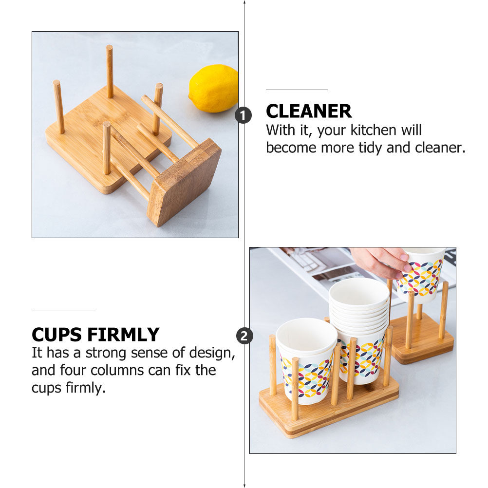2Pcs Wood Bamboo Paper Cup Rac - Coffee Tea Shop ulasan dan harga