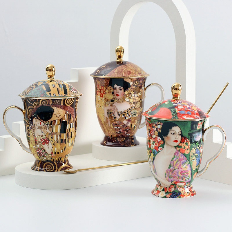 European Ceramic Mug with Lid  - Coffee Tea Chocolate ulasan dan harga